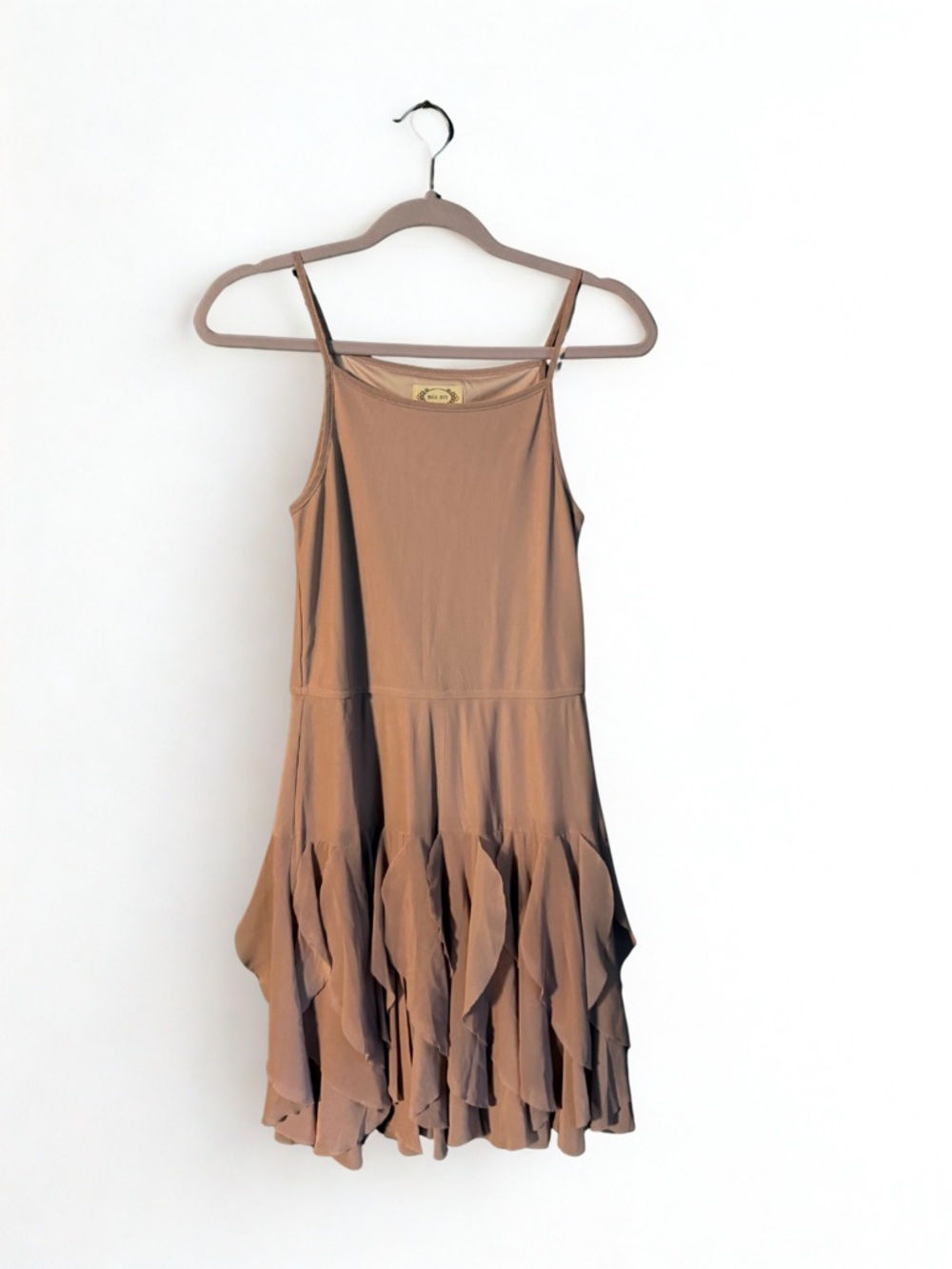 Joyfolie Blush Pink Ruffle Spaghetti Strap Dress